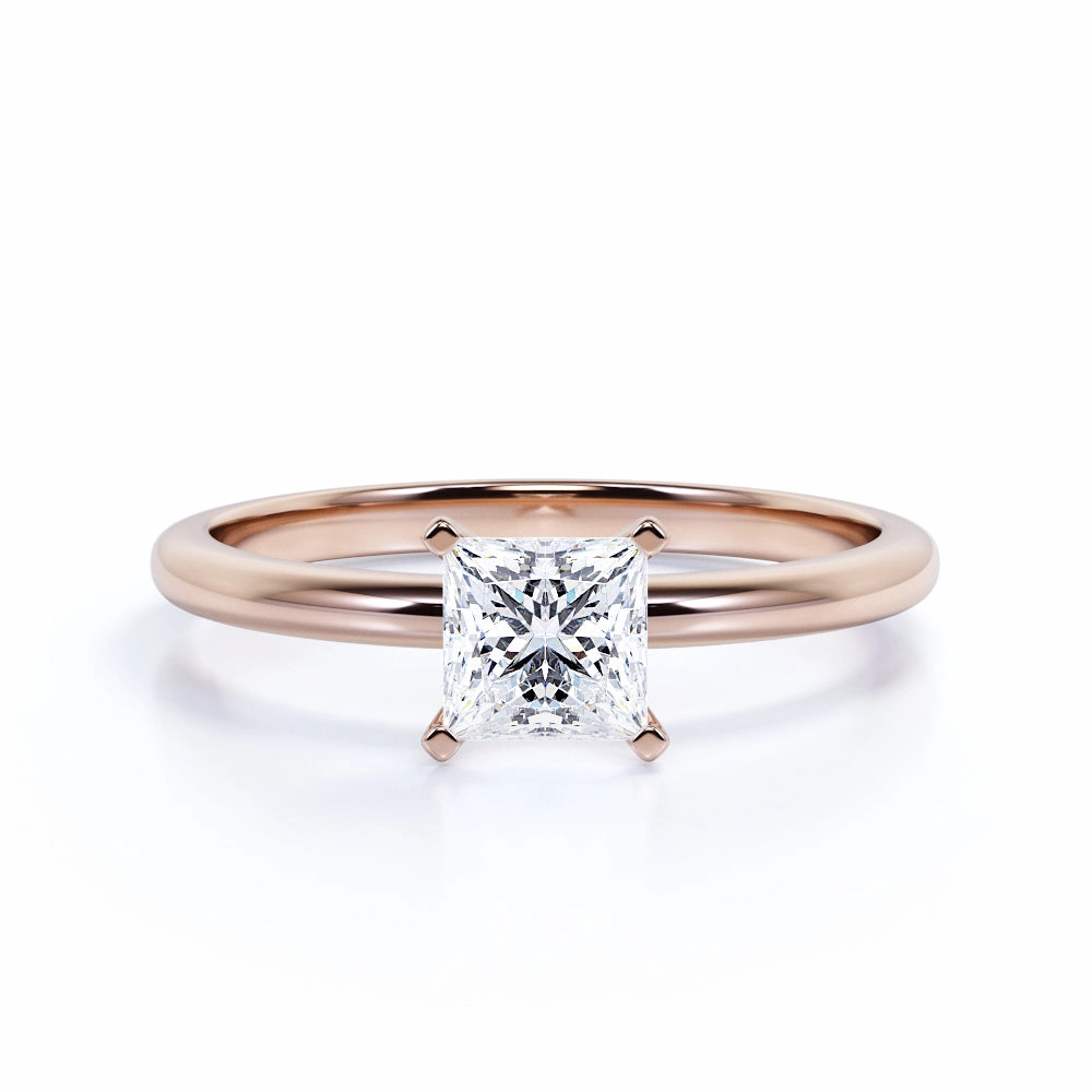 Straight Edge Rural Elegance Traditional 4 Prong 0.25 CT TDW Princess Cut Diamond Solitaire Engagement Ring for Her