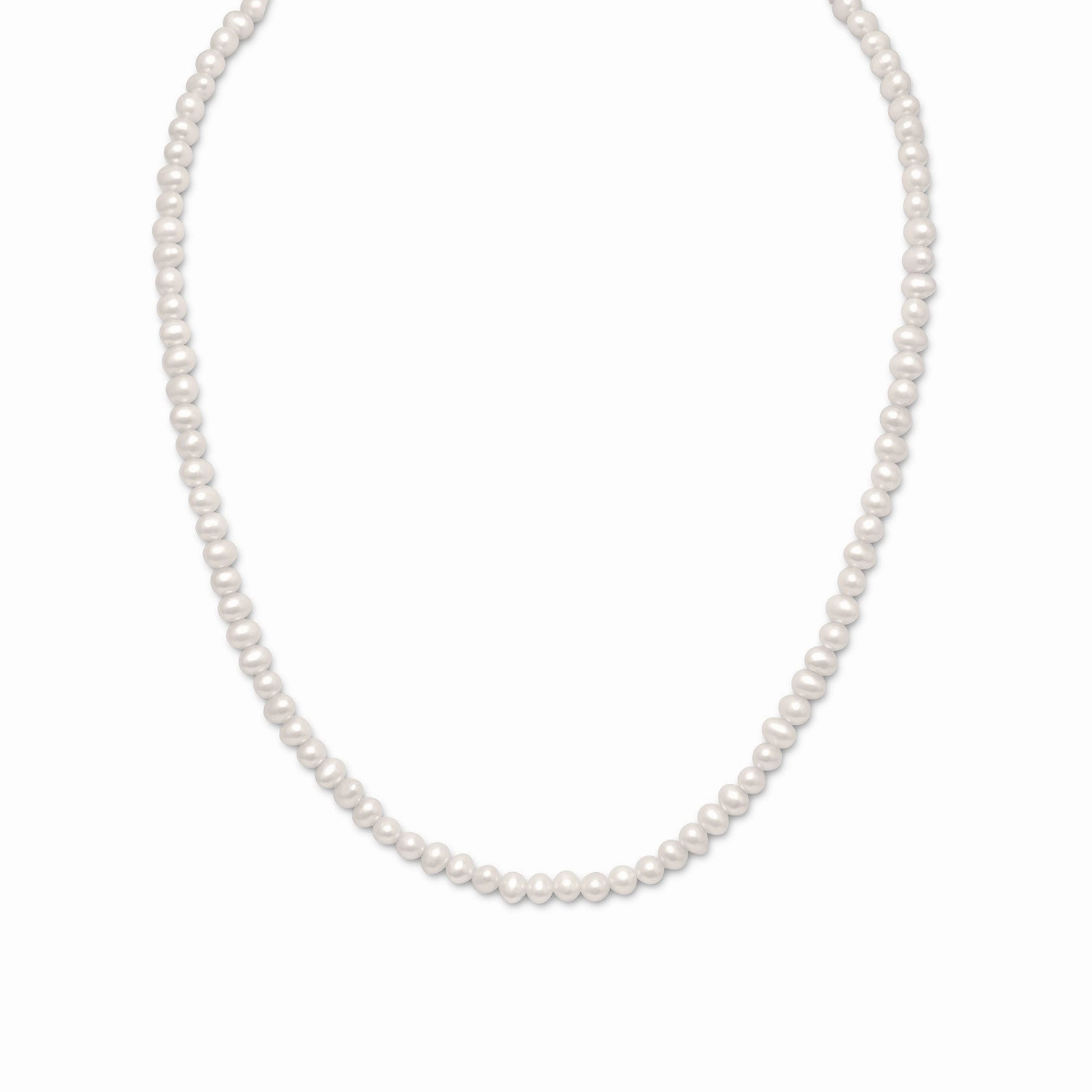White Cultured Freshwater Pearl Choker Necklace Sterling Silver Superb Piece Active Lifestyle