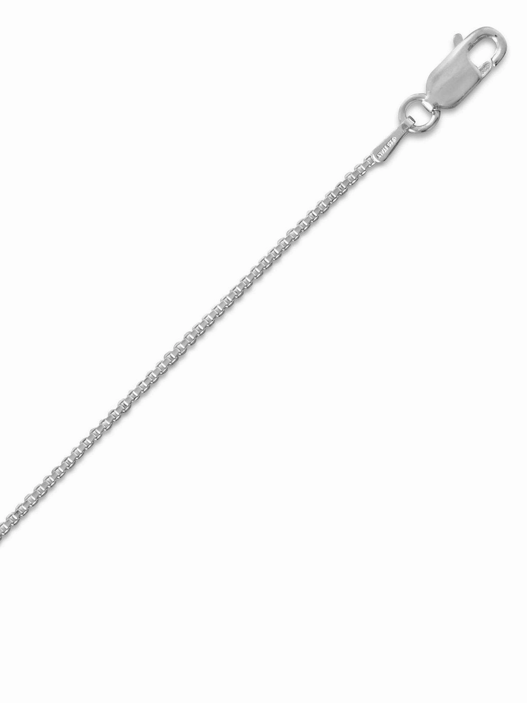 For Identity Box Chain 1mm Wide Rhodium Over Sterling Silver Necklace