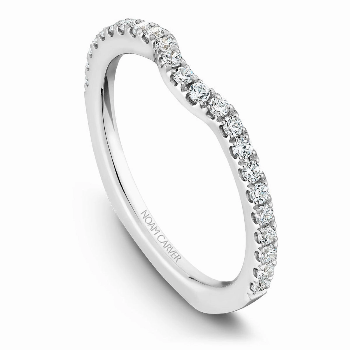 Beautiful finish Noam Carver Contour Diamond Wedding Band in White Gold