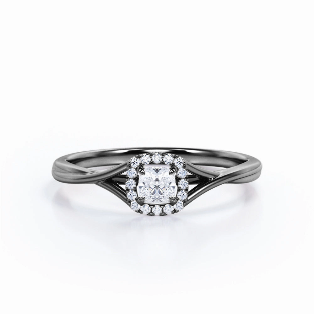 Split Shank 0.50 Ct Princess Cut Diamond Engagement Ring Secure Design