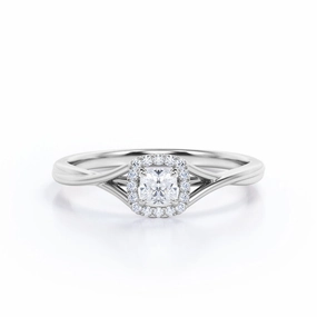 Split Shank 0.50 Ct Princess Cut Diamond Engagement Ring Asymmetric Balance