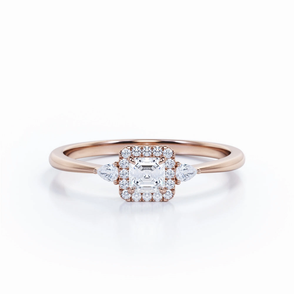 Comfortable Gift Bold Accent 0.50 Ct Princess Cut Diamond Trilogy Engagement Ring