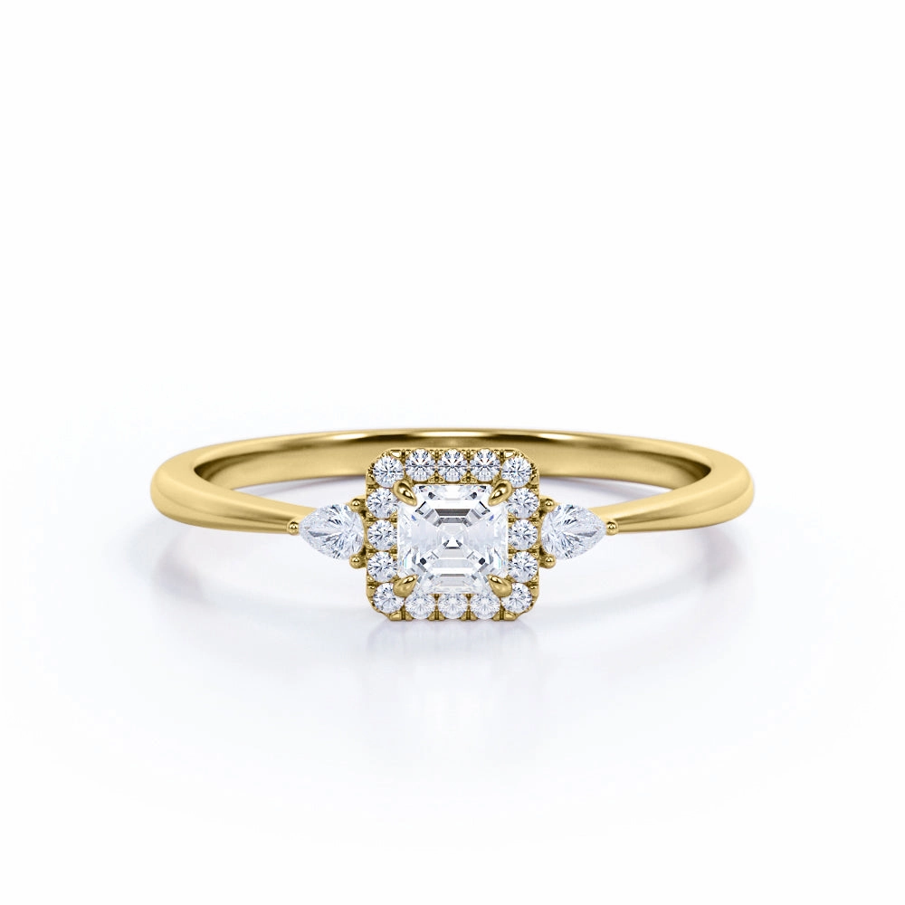 0.50 Ct Princess Cut Diamond Trilogy Engagement Ring Balanced Simplicity Fantastic Decoration