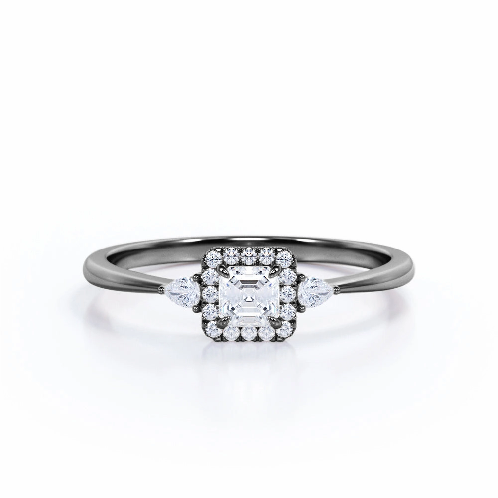 Bold Present 0.50 Ct Princess Cut Diamond Trilogy Engagement Ring