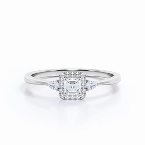 Low Maintenance 0.50 Ct Princess Cut Diamond Trilogy Engagement Ring