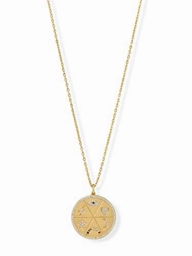 Celestial Medallion Necklace with Cubic Zirconia Star, Lightning, Evil Eye, Heart, Moon Period Accessory Effortless Gift