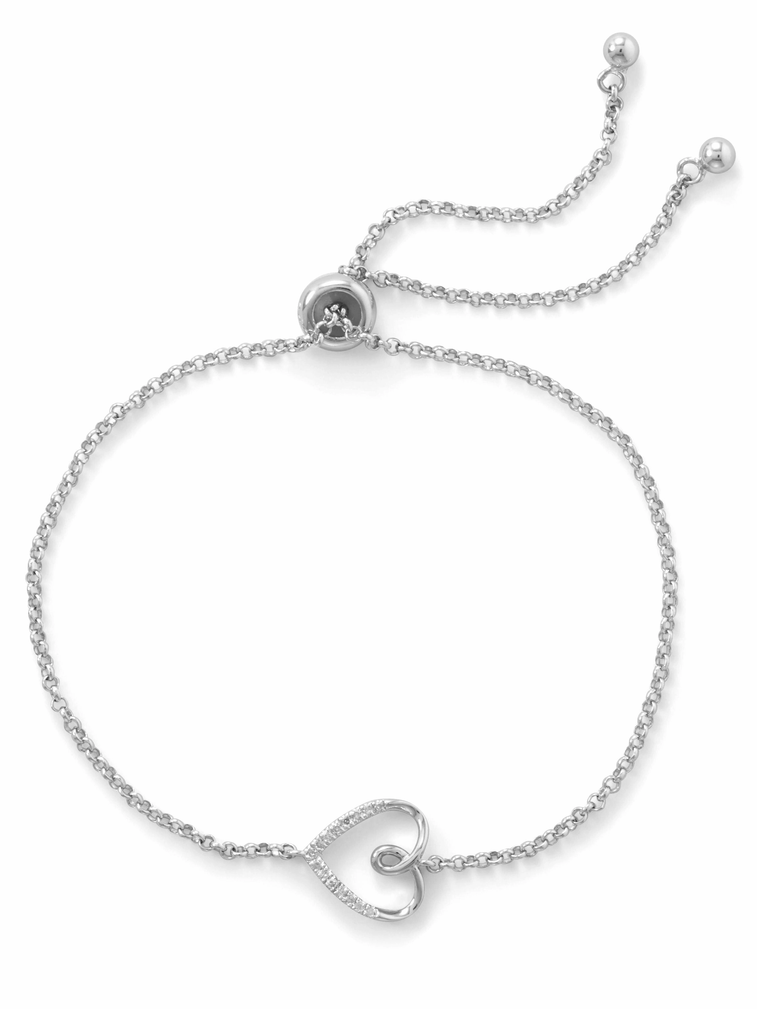 Bolo Charm Friendship Bracelet Sideways Heart with Genuine Diamond Accents Sacred Symbol Presented Beautifully