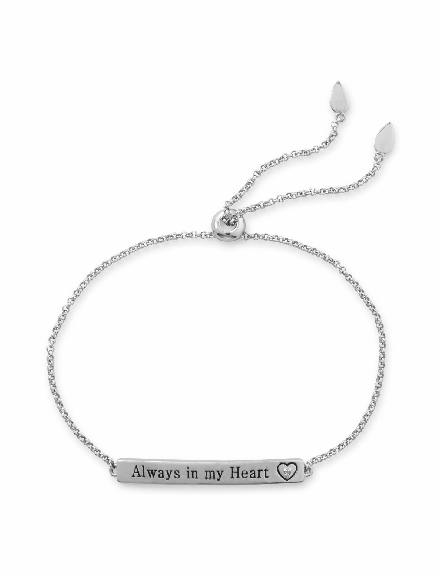 Sibling Love Easy Integration Bolo Charm Friendship Message Bracelet with Genuine Diamond - Always in my Heart