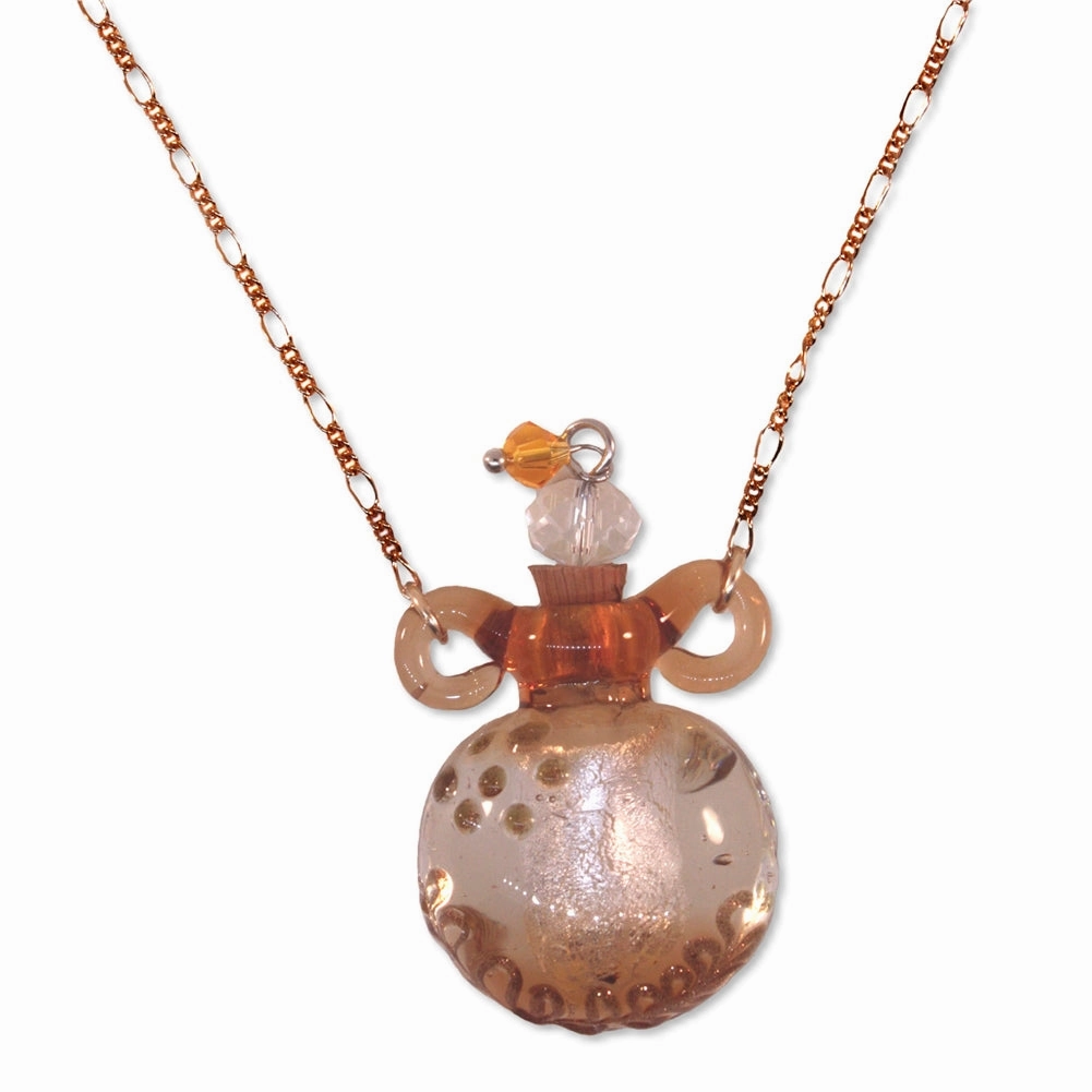 college student Bottle Necklace with Amber with Cork Top Opens 14k Yellow Gold-filled