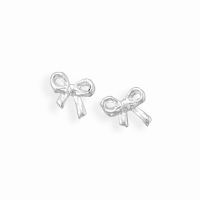 Bow Earrings Post Stud Polished Sterling Silver 12mm Contemporary Essential Star-Shaped Jewelry
