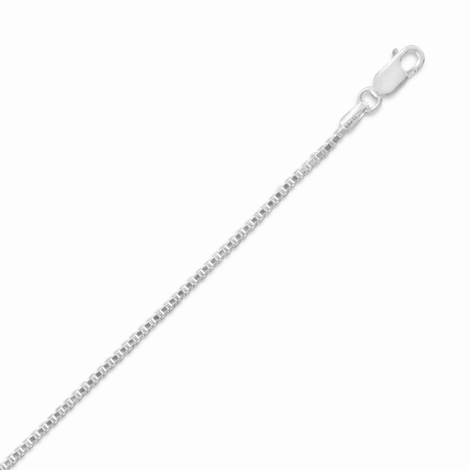 High-End Piece Box Chain Necklace 1.7mm Width Sterling Silver