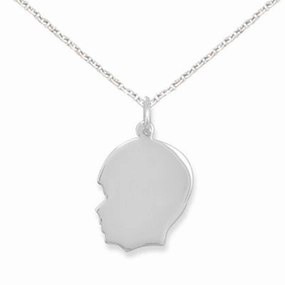 Boy Silhouette Necklace Sterling Silver, Chain Included For Religion
