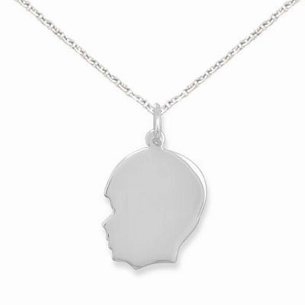 Boy Silhouette Necklace Sterling Silver, Chain Included For Religion