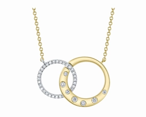 Bremer Jewelry 14K White/Yellow Gold Round Shape Diamond Circle Pendant (.16ctw) Sophisticated Shape