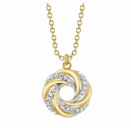 Classic Attire Night Appeal Bremer Jewelry 14K Yellow Gold Round Shape Diamond Circle Pendant with a 14K Yellow Gold Cable Link Necklace (.06ctw)