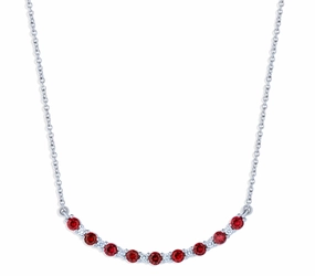 Everyday Favorite Simple Luxe Bremer Jewelry 18K White Gold Round Shape Diamond and Ruby Smile Pendant (2.22ctw)