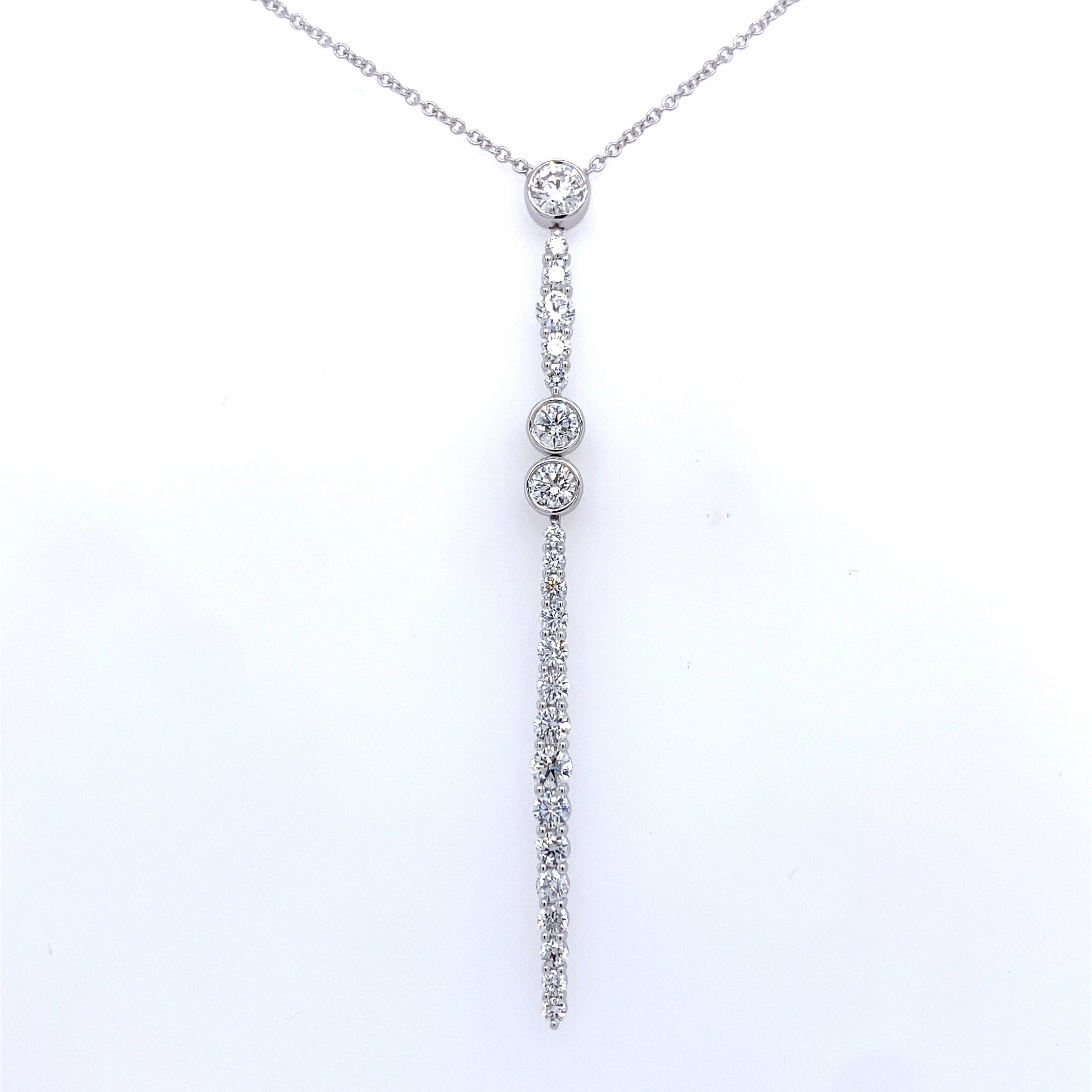 Bremer Jewelry 18K White Gold Round Shape Diamond Drop Pendant (1.68ctw) Radiant Touch Office Chic