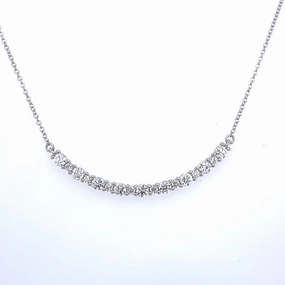 Bremer Jewelry 18K White Gold Round Shape Diamond Smile Pendant (.79ctw) Romantic Feel