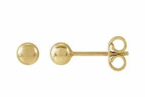 Alluring Charm Statement Highlight Bremer Jewelry 4mm Ball Earrings in 14K Yellow Gold