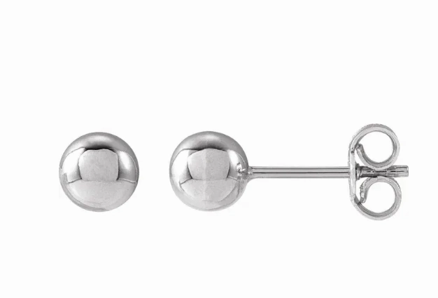 Bremer Jewelry 5mm Ball Earrings in 14K White Gold Lifestyle Match
