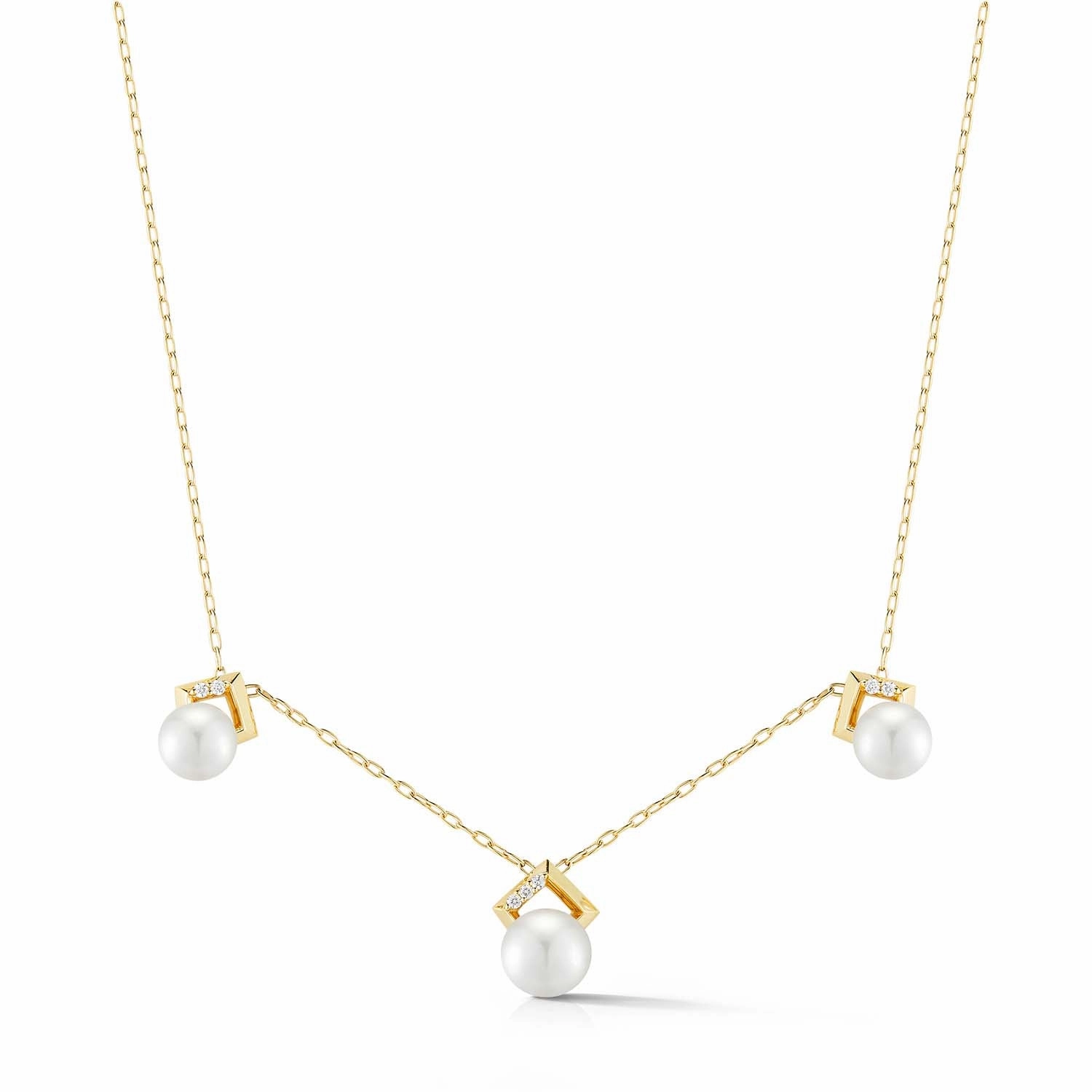 Bremer Jewelry 6.5mm Akoya Cultured Pearl Drop Pendant on a 16 inch 18K Yellow Gold Link Necklace Precious Stones Bold Glow
