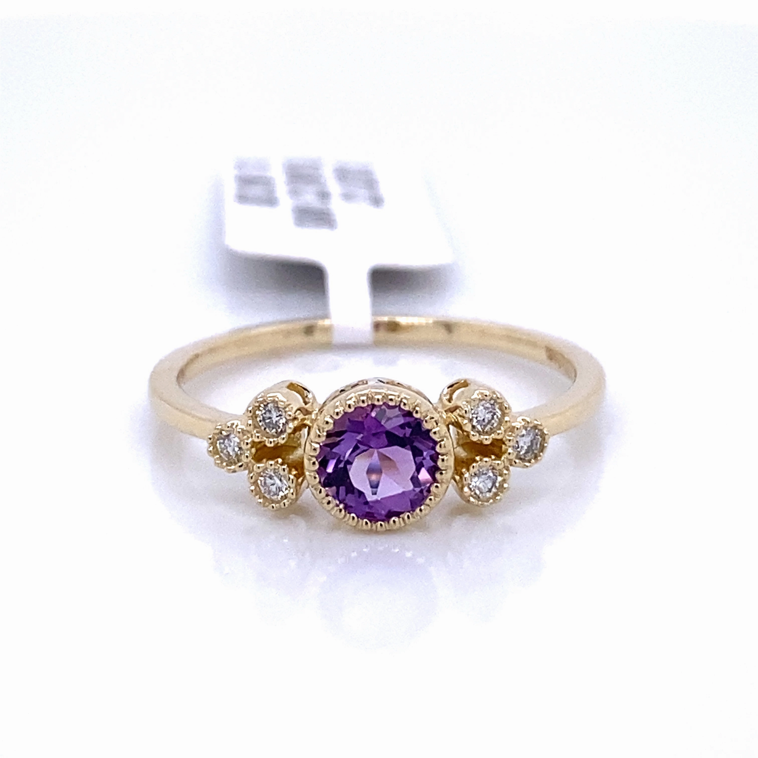 Formal Vibe Classic Shine Bremer Jewelry Amethyst and Diamonds Fashion Ring in 14K Yellow Gold (0.52ctw)