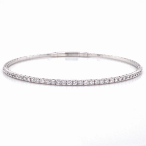 Elegant Treasures Bremer Jewelry Bangle Diamond Bracelet in 14K White Gold (1.00ctw)