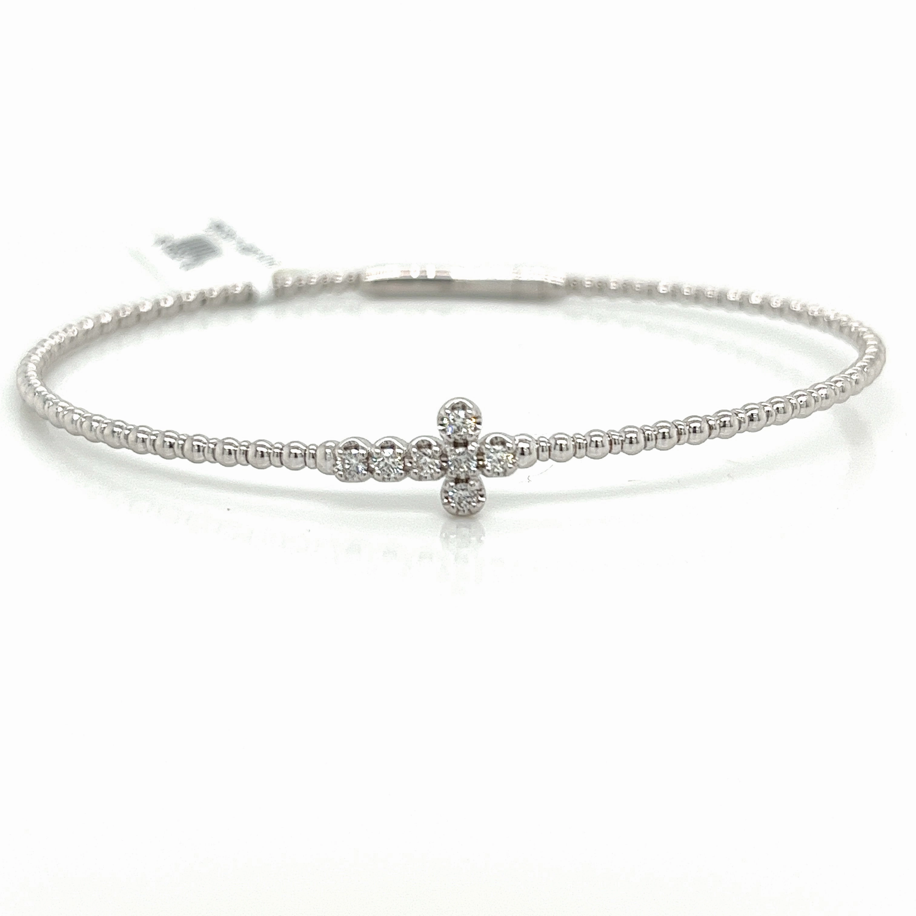 Lustrous Feature Bremer Jewelry Bangle Diamond Bracelet in 14K White Gold (.16ctw)