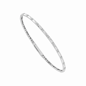 Bremer Jewelry Bangle Diamond Bracelet in 14K White Gold (.16ctw) Bold Feature