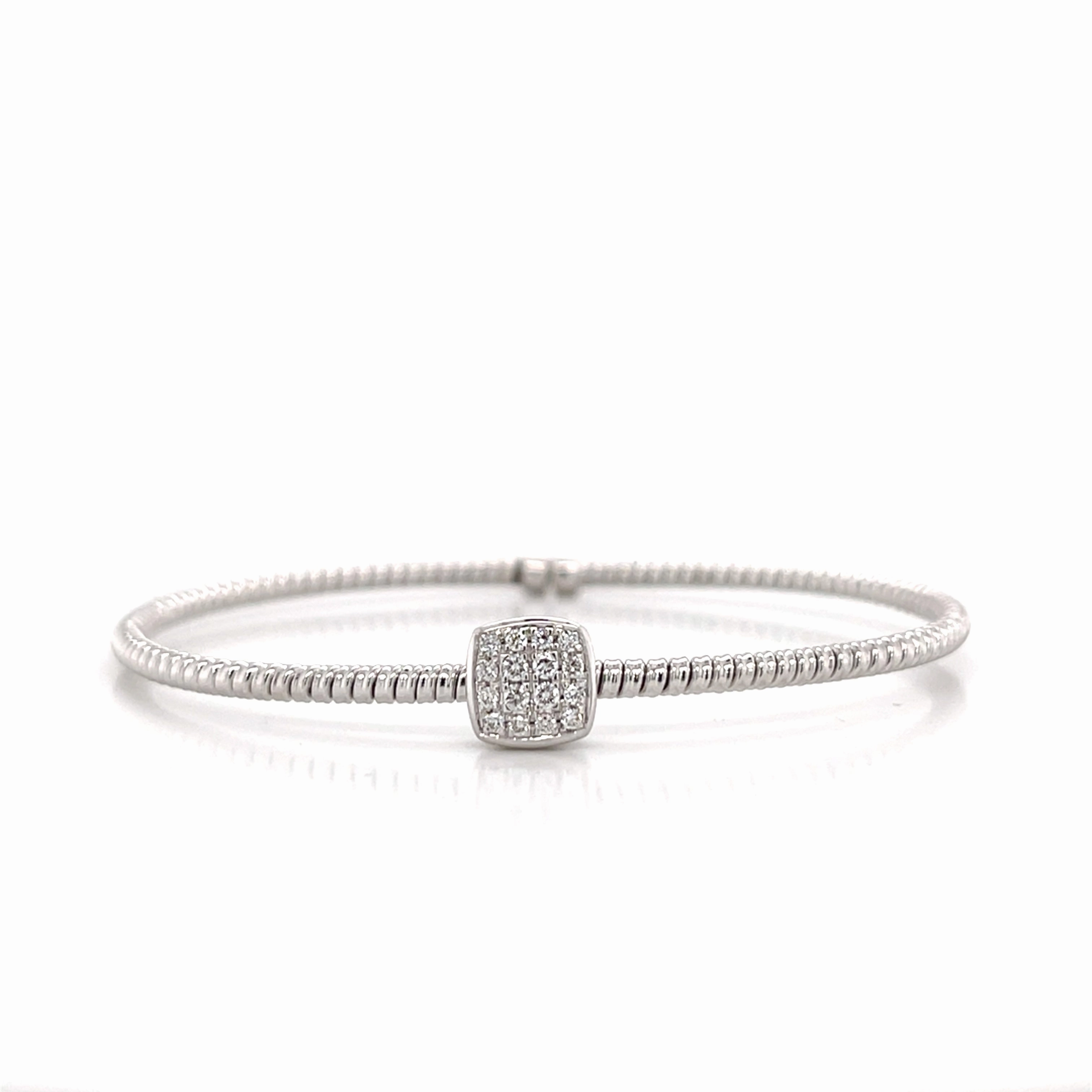 Trendy Edge Bremer Jewelry Bangle Diamond Bracelet in 18K White Gold (0.17ctw)