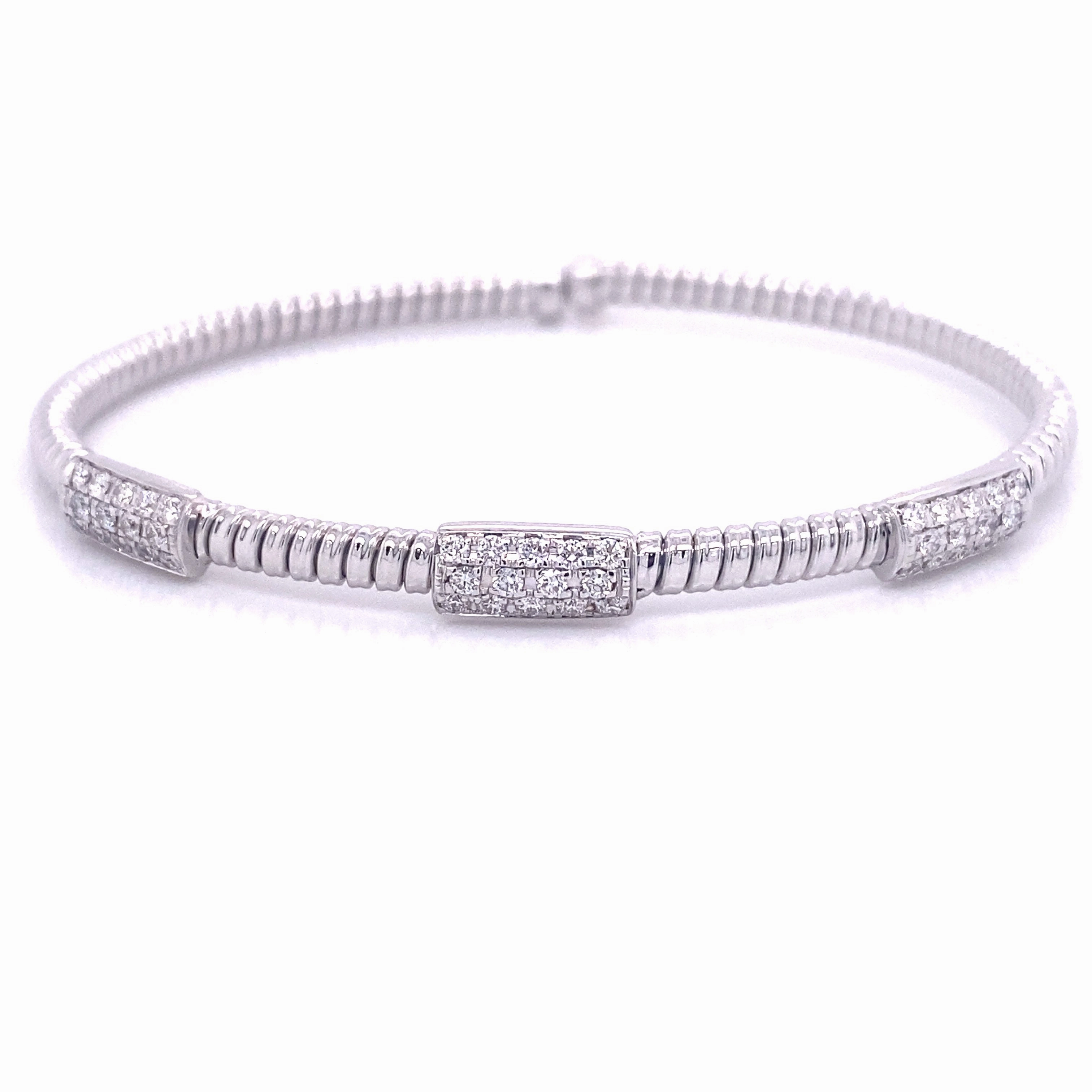 Simple Layer Bremer Jewelry Bangle Diamond Bracelet in 18K White Gold (0.40ctw)