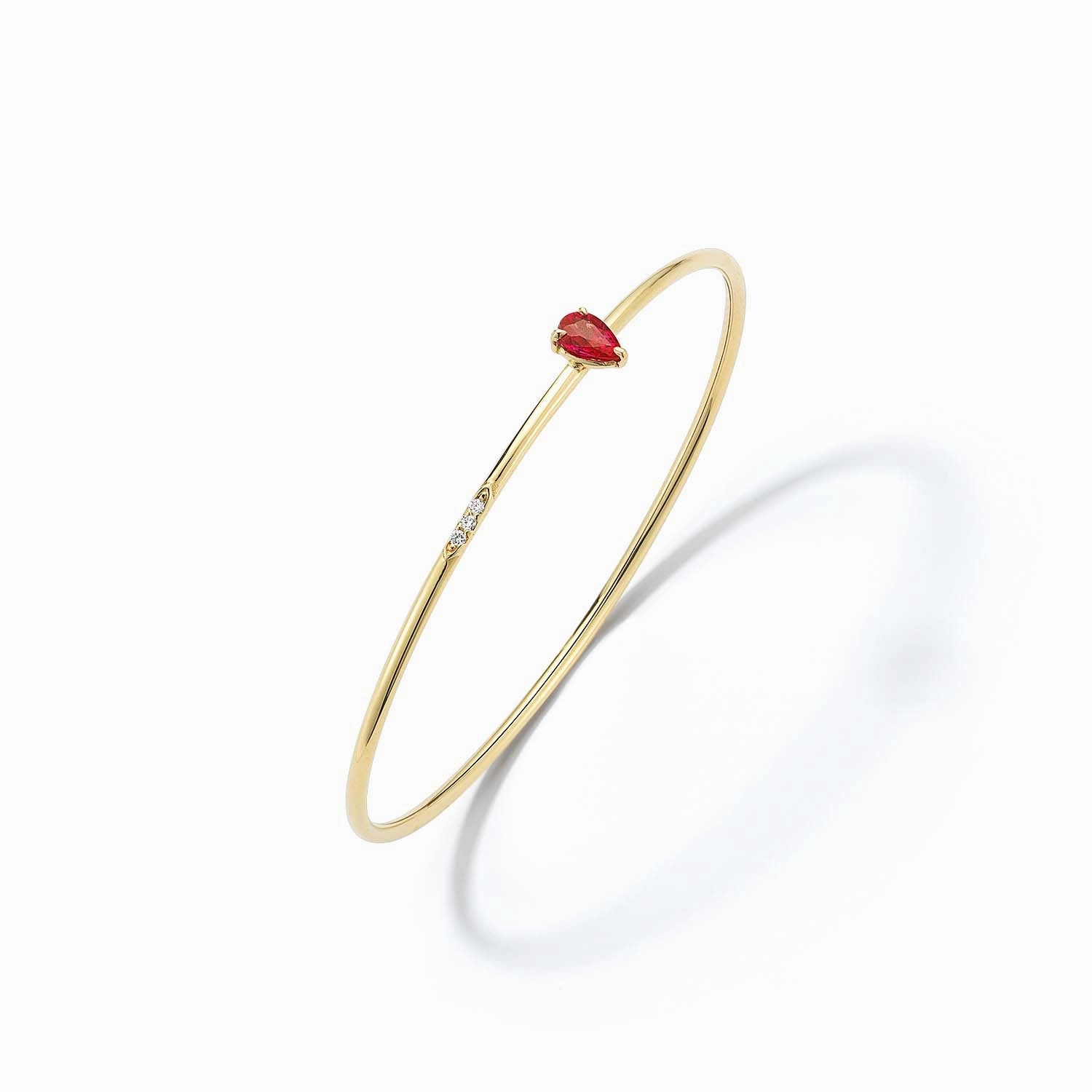Bremer Jewelry Bangle Ruby Gemstone Bracelet in 18K Yellow Gold (0.60ctw) Understated Detail