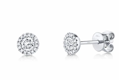 Handcrafted Accessories Elegant Craft Bremer Jewelry Center of My World Round Solitaire/Stud Diamond Earrings in 14K White Gold (0.51ctw)