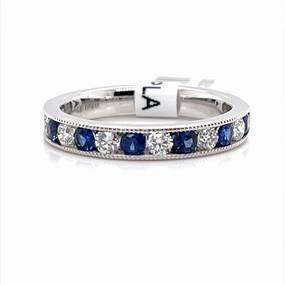 Bremer Jewelry Channel Set Sapphire and Diamond Fashion Ring in Platinum (0.96ctw) Soft Light