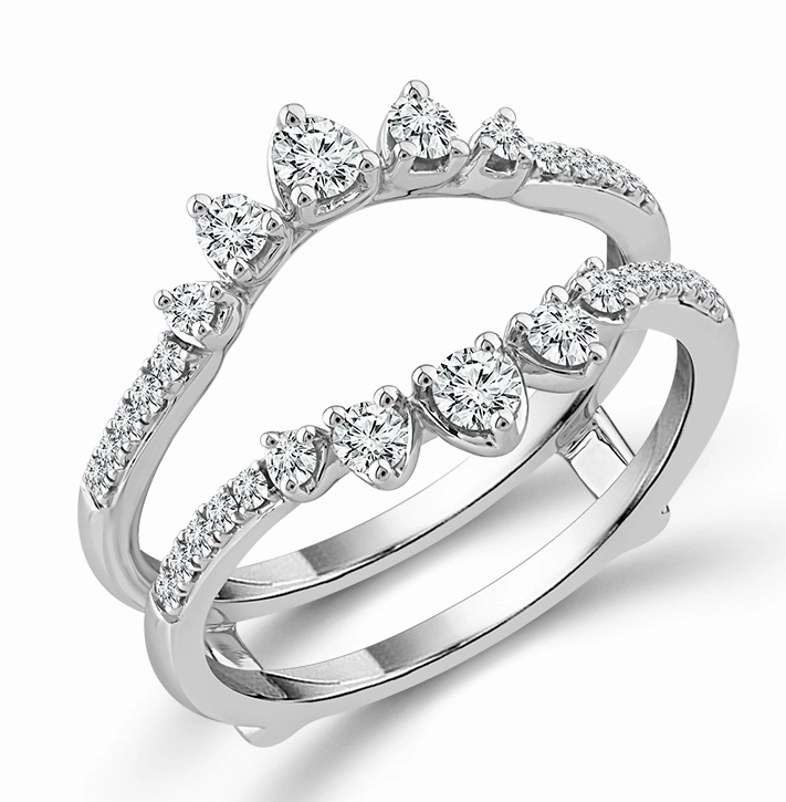 Bremer Jewelry Curved Guard Diamond Wedding Ring in 14K White Gold (0.50ctw) Charming Jewelry Pieces