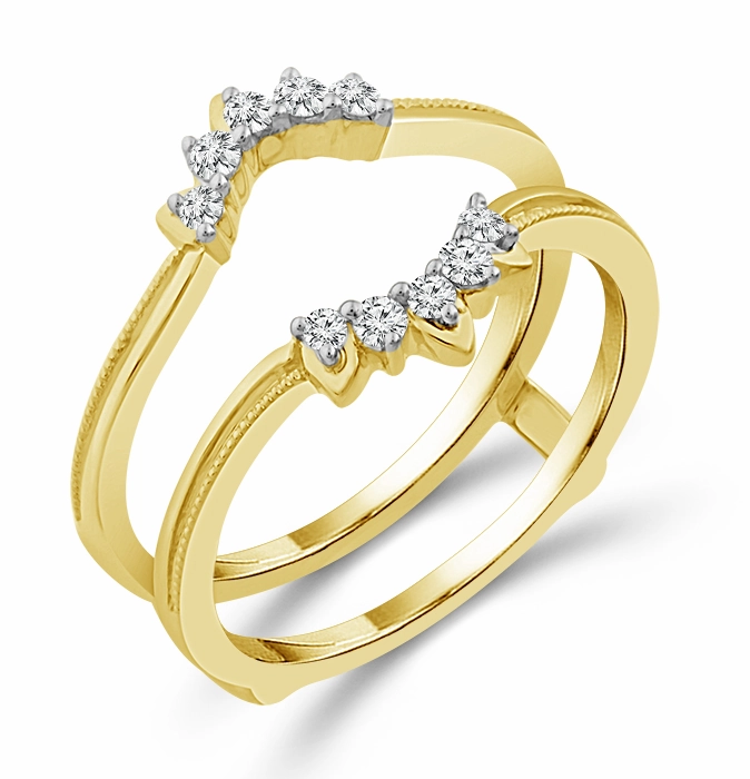 Bremer Jewelry Curved Guard Diamond Wedding Ring in 14K Yellow Gold (0.16ctw) Radiant Jewelry Look Fashion pieces