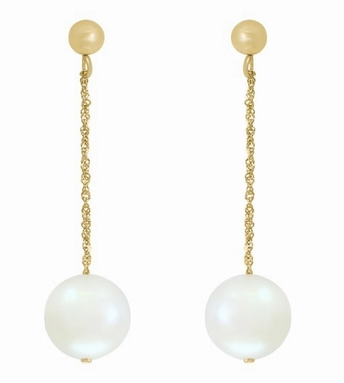 Charming Piece Bremer Jewelry Drop Freshwater Cultured Pearl Earrings in 14K Yellow Gold
