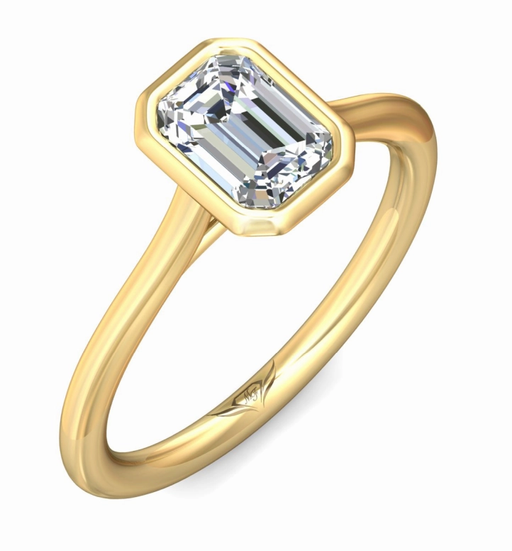 Bremer Jewelry Emerald Center Solitaire Diamond Engagement Ring Setting in 14K Yellow Gold Glow Layer