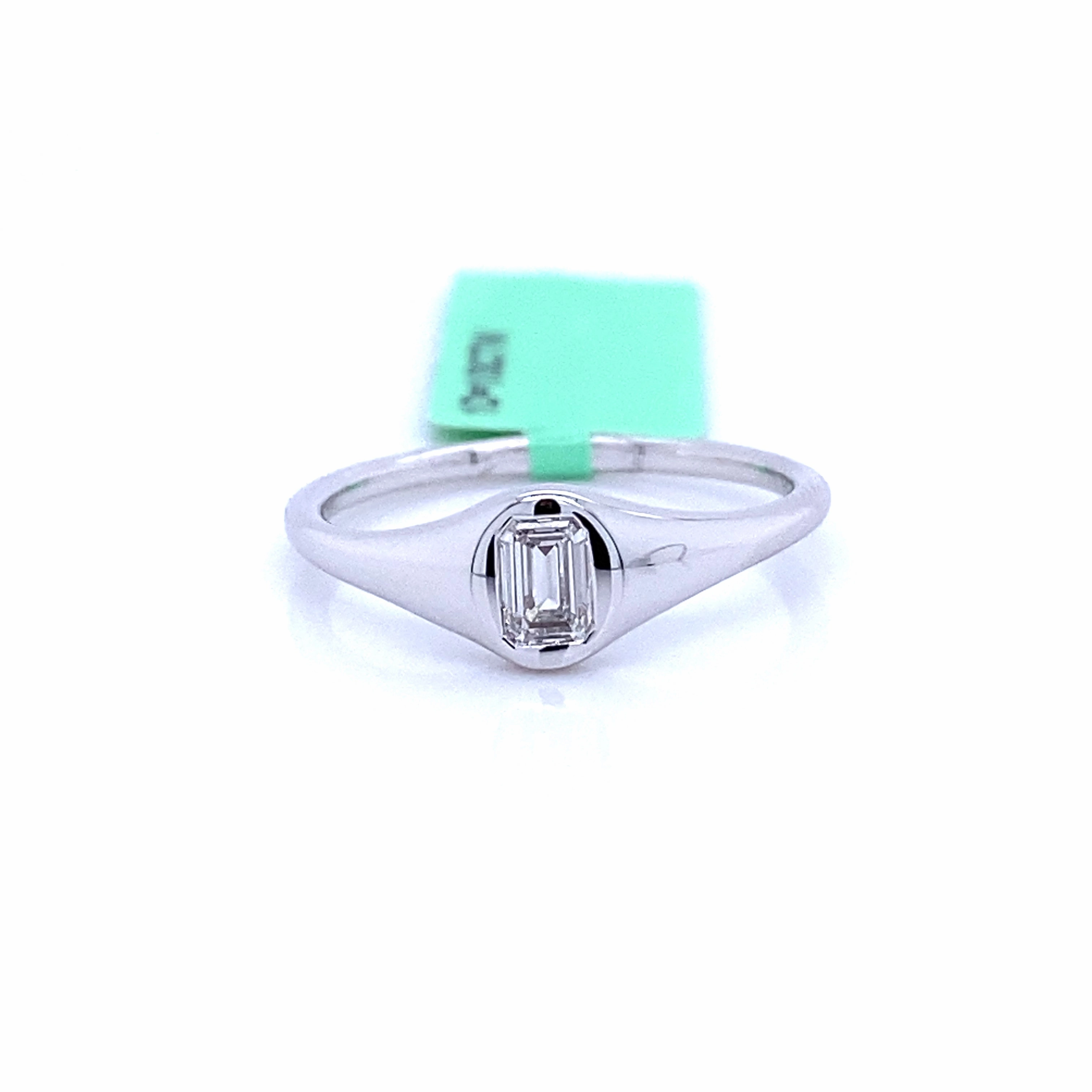 Bremer Jewelry Lab Grown Emerald Diamond Signet Fashion Ring in 14K White Gold (0.33ctw) Impressive Accent Polished Look