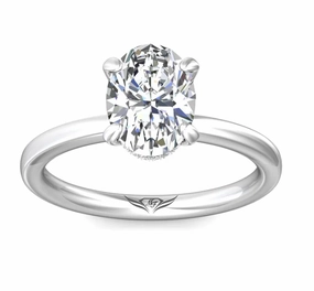 Bremer Jewelry Oval Center Hidden Halo Diamond Engagement Ring Setting in 14K White Gold (0.06ctw) Everyday Sparkle