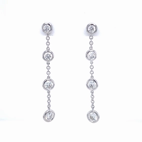 Mirror Selfie Vivid Finish Bremer Jewelry Round Dangle Diamond Earrings in 18K White Gold (1.41ctw)