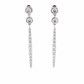 Bremer Jewelry Round Dangle Diamond Earrings in 18K White Gold (2.06ctw) Exclusive Gifts Effortless Edge