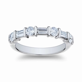 Gleaming Edge Bremer Jewelry Round Diamond Ring in 950 White Platinum (1.03ctw)