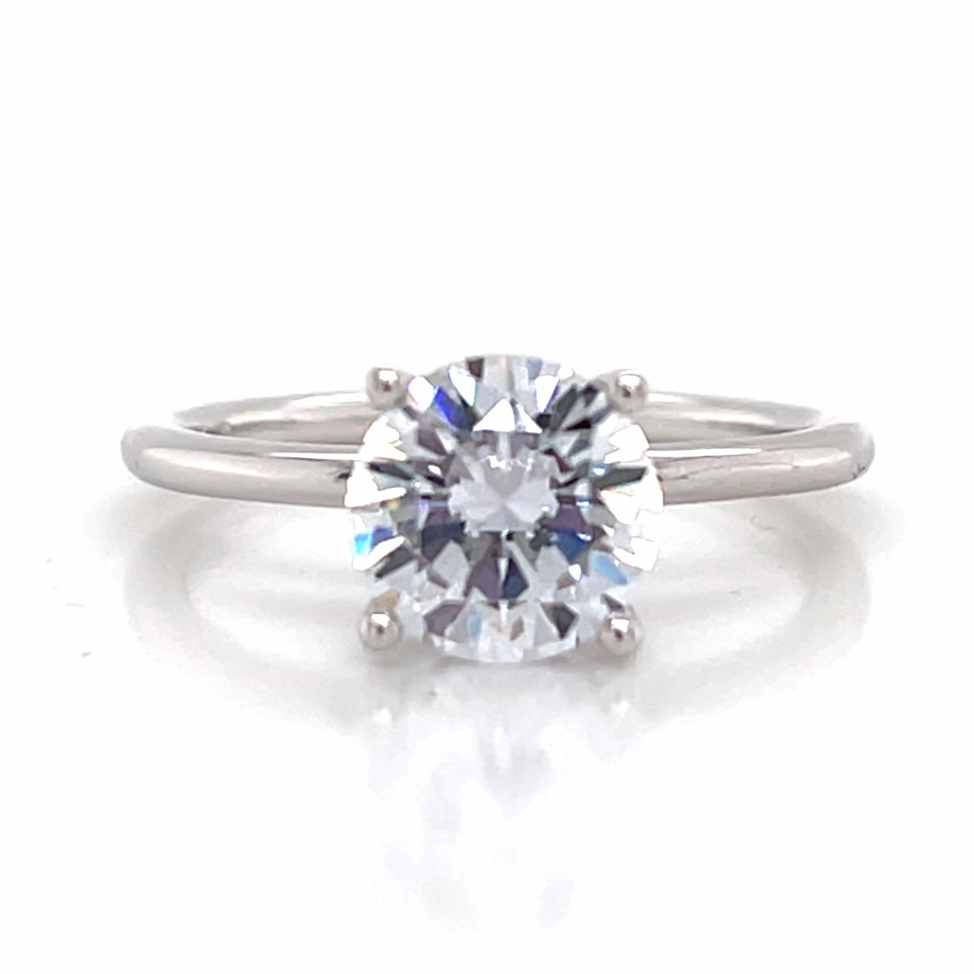 Vibrant Shine Finish Bremer Jewelry Round Hidden Halo Diamond Engagement Ring Setting in 14K White Gold (.04ctw)