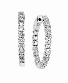 Winter Party Bremer Jewelry Round Medium Hoop Diamond Earrings in 14K White Gold (2.00ctw)