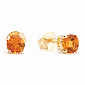 Bremer Jewelry Round Shape Citrine Solitaire/Stud Earrings in 14K Yellow Gold (0.90ctw) Chic Line