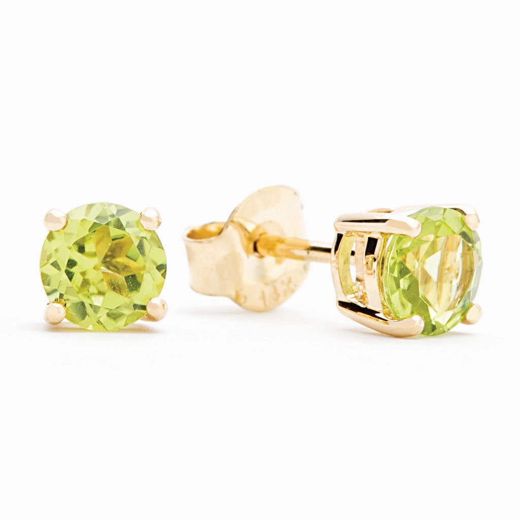 Bremer Jewelry Round Shape Peridot Stud Earrings in 14K Yellow Gold (1.13ctw) Floral Mood Seasonal Pairing