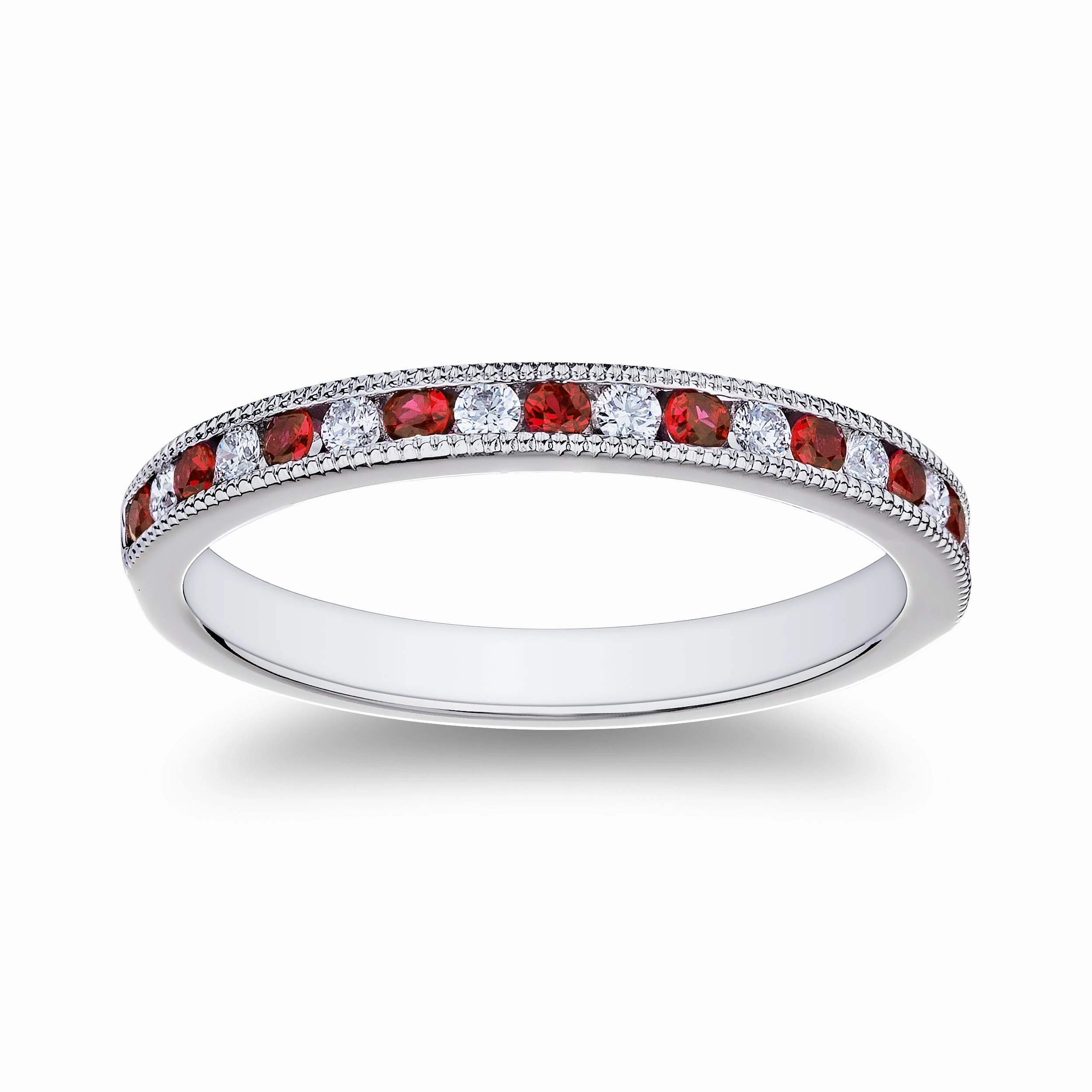 Bremer Jewelry Ruby and Diamond Channel Set Ring in Platinum (0.40ctw) Delicate Piece Clean Accent