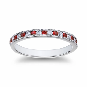 Bremer Jewelry Ruby and Diamond Channel Set Ring in Platinum (0.40ctw) Delicate Piece Clean Accent